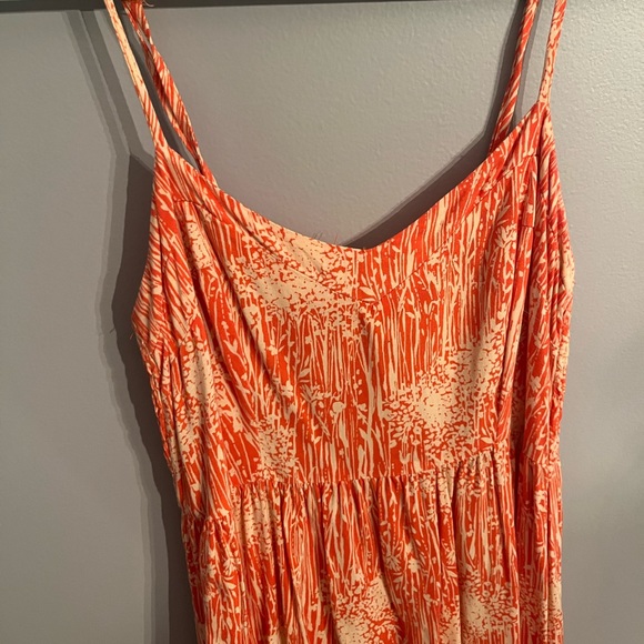 Nordstrom Brand Mimi Chica Hi-Low Orange Patterned Spaghetti Strap Dress - Picture 3 of 5